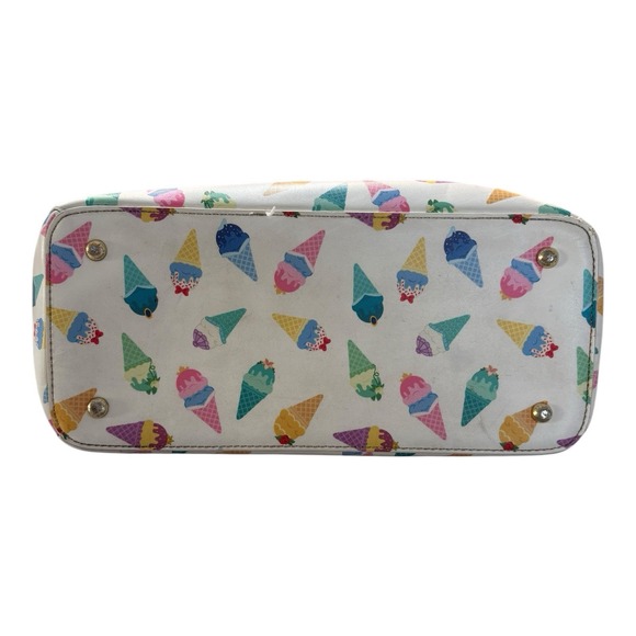 Disney Loungefly Ice Cream Cone Satchel White Pastel Print  Double Zip Handbag - Picture 4 of 16